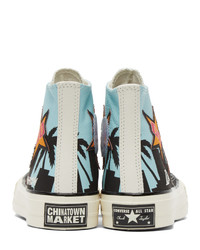 Converse Blue And Black Chinatown Market Edition Lakers Champion Jacket Chuck 70 Hi Sneakers