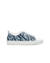 Light Blue Print Leather Low Top Sneakers