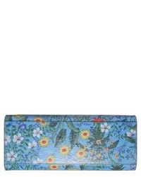 Gucci Large Nympha New Flora Print Leather Top Handle Tote Blue