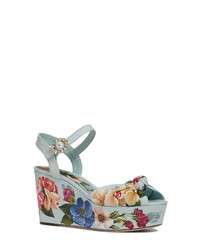 Dolce & Gabbana Floral Print Platform Wedge Sandal