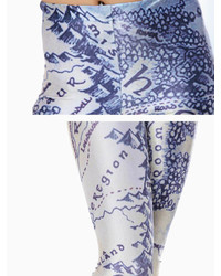 Choies Leggings In Blue And White Porcelain Print