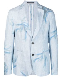 Light Blue Print Linen Blazer