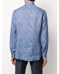 Corneliani Abstract Print Linen Shirt