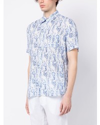 120% Lino Leaf Print Linen Shirt