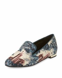 Burberry Mormont Castle Print Fabric Loafer Airforce Blue