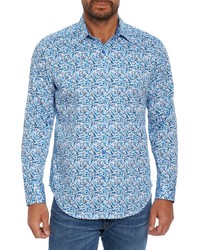 Robert Graham Bermuda Triangle Stretch Cotton Button Up Shirt In Blue At Nordstrom