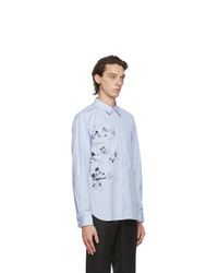 Comme des Garcons Homme Deux Blue And White Disney Edition Striped Printed Shirt