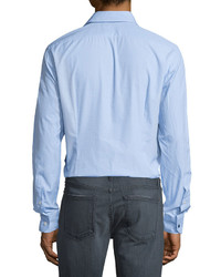 Eton Dobby Print Long Sleeve Sport Shirt Light Blue