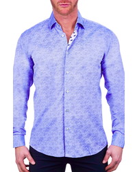 Maceoo Fibonacci Confused Blue Button Up Shirt