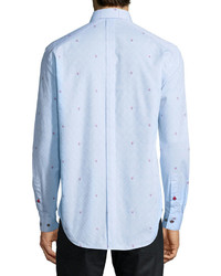 Bogosse Flower Print Long Sleeve Sport Shirt Light Blue