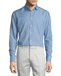 Eton Golf Club Print Long Sleeve Sport Shirt Blue