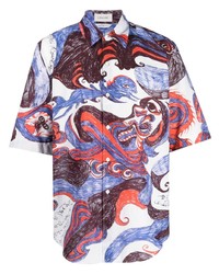 Lemaire Illustration Style Print Cotton Shirt