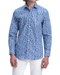 Bugatchi Liberty Shaped Fit Button Up Shirt In Riviera At Nordstrom