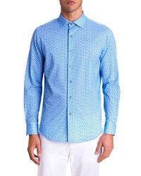 Bugatchi Ooohcotton Tech Boxes Knit Button Up Shirt