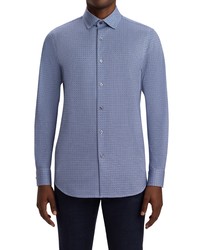 Bugatchi Ooohcotton Tech Print Stretch Button Up Shirt In Classic Blue At Nordstrom