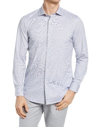 Bugatchi Ooohcotton Tech Stripe Knit Button Up Shirt