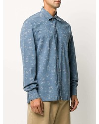 Kiton Palm Print Long Sleeve Shirt