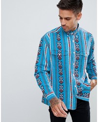 ASOS DESIGN Regular Fit Western Shirt In Aztec Print