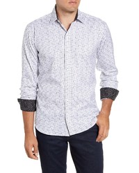 Bugatchi Shaped Fit Print Button Up Sport Shirt