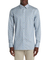 Bugatchi Shaped Fit Print Cotton Button Up Shirt