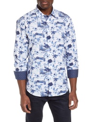 Bugatchi Shaped Fit Tropical Print Shirt