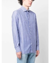 Borrelli Stripe Print Cotton Linen Shirt