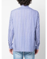 Borrelli Stripe Print Cotton Linen Shirt