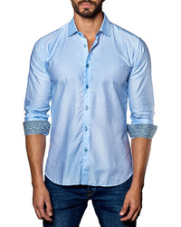 Jared Lang Tonal Print Sport Shirt Light Blue