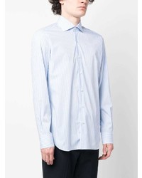 Barba Vertical Stripe Print Stretch Cotton Shirt