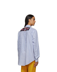 Stella McCartney White And Blue The Beatles Edition Striped No Pocket Shirt