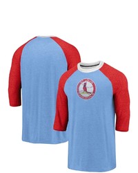 FANATICS Branded Blue St Louis Cardinals Cooperstown Collection True Classics Logo Raglan Tri Blend 34 Sleeve T Shirt