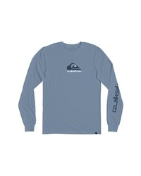 Quiksilver Omni Logo Long Sleeve Graphic Tee In Faded Denim At Nordstrom