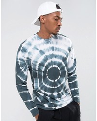 Asos Relaxed Long Sleeve T Shirt With Face Back Print And Tie Dye