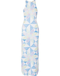 Light Blue Print Maxi Dress