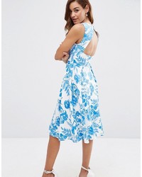 Light Blue Print Midi Dress