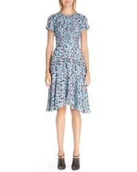 Jason Wu Collection Ruched Floral Print Silk Tte Dress