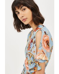 Topshop Star And Floral Print Wrap Midi Dress