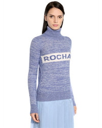 Rochas Logo Intarsia Mohair Turtleneck Sweater