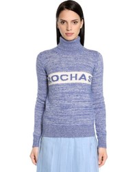Rochas Logo Intarsia Mohair Turtleneck Sweater