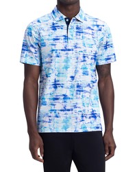 Bugatchi Digital Print Watercolor Cotton Polo In Azure At Nordstrom