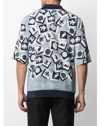 Dolce & Gabbana Marine Print Silk Polo Shirt