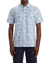 Bugatchi Ooohcotton Tech Print Polo In Aqua At Nordstrom