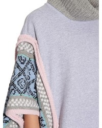 Michla Buerger Wool Knit Trimmed Jersey Poncho