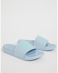 Light Blue Print Rubber Flat Sandals