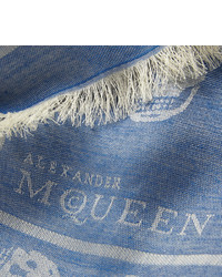 Alexander McQueen Skull Print Cotton Blend Scarf