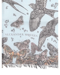 Alexander McQueen Wildflower Flight Print Fringed Scarf