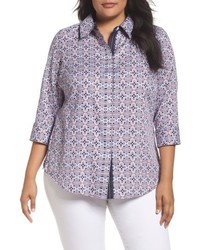 Foxcroft Ava Non Iron Tile Print Cotton Shirt