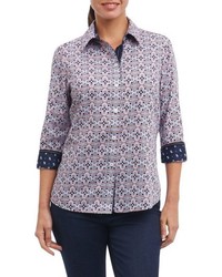 Foxcroft Ava Non Iron Tile Print Cotton Shirt