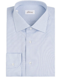 Brioni Check Print Slim Fit Cotton Shirt