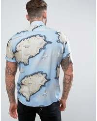 Asos Festival Regular Fit Shirt In Vintage Ibiza Print